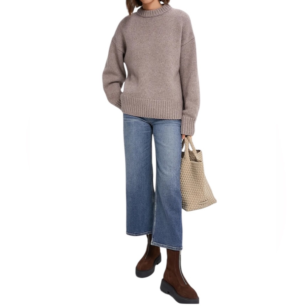 Tuckernuck Genevieve wheat beige chunky knit crew neck woollen sweater XL
